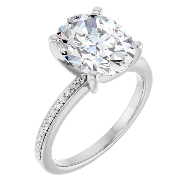 14K White Engagement Ring Mounting