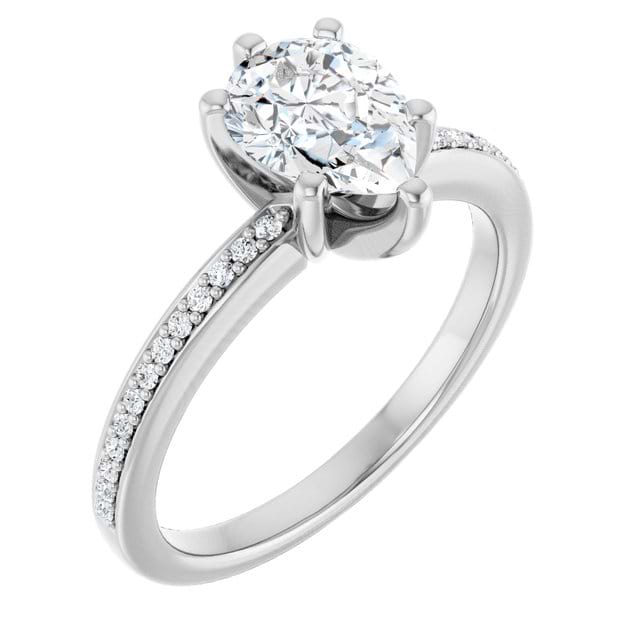 14K White Engagement Ring Mounting