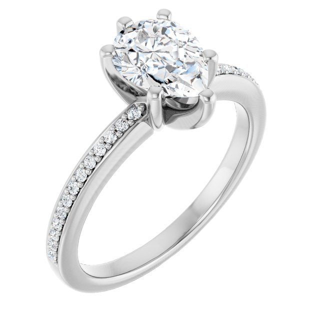 14K White Engagement Ring Mounting