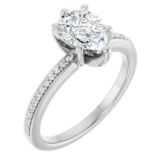 14K White Engagement Ring Mounting