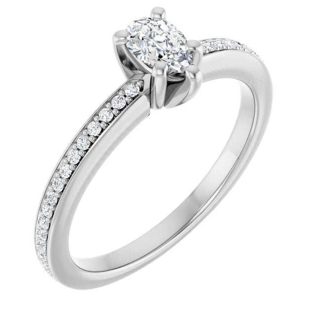 14K White Engagement Ring Mounting