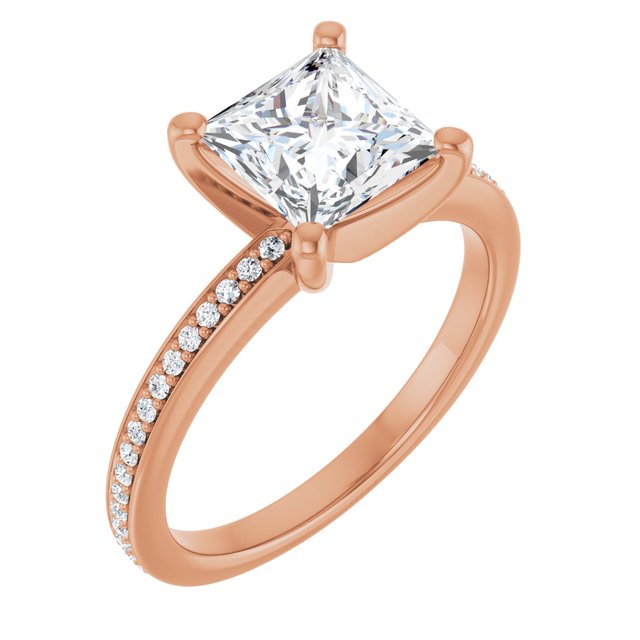 14K Rose Engagement Ring Mounting