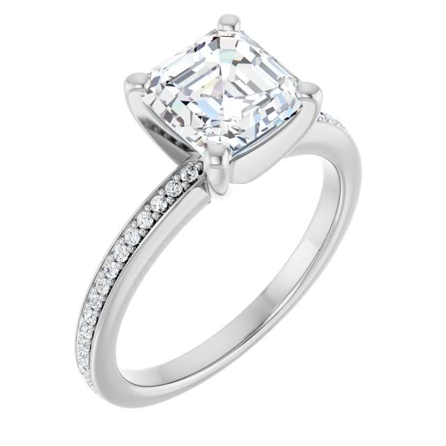 14K White Engagement Ring Mounting