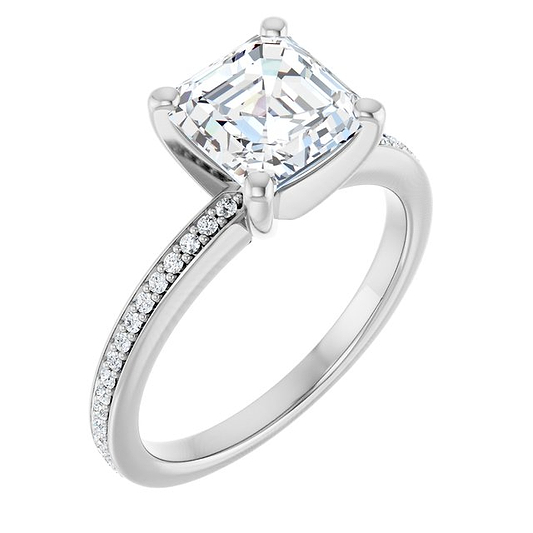 14K White Engagement Ring Mounting