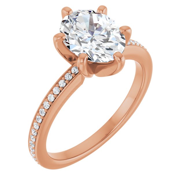 14K Rose Engagement Ring Mounting