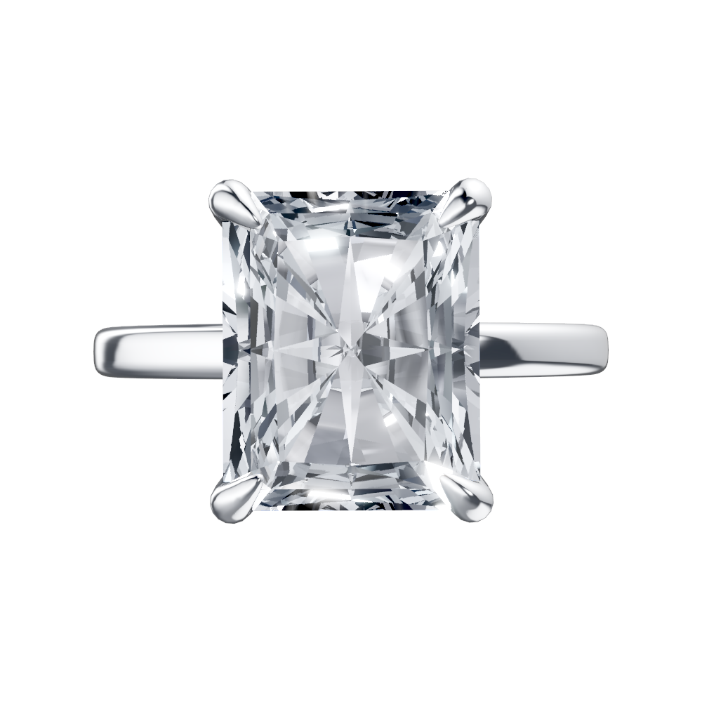14K White Gold Radiant Halo engagement ring