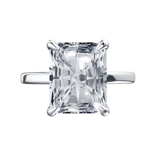 14K White Gold Radiant Halo engagement ring