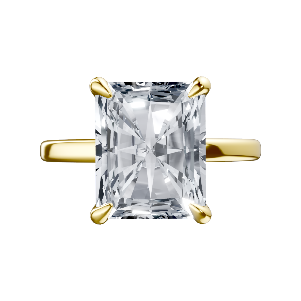 14K Yellow Gold Radiant Halo engagement ring
