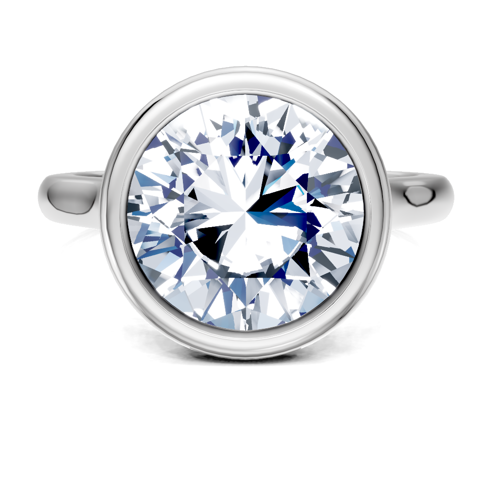 14K white 7.5mm round Engagement Ring Mounting