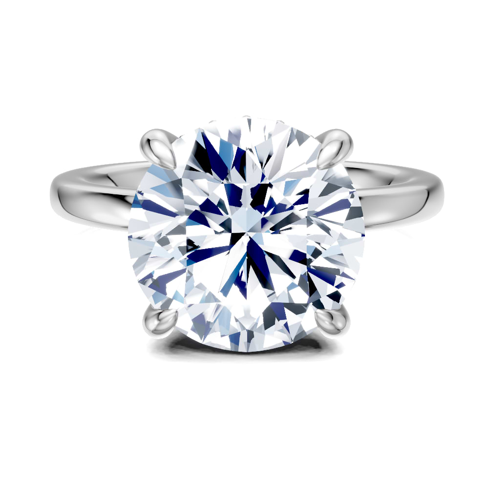 14K white 7.5 mm round Engagement Ring Mounting