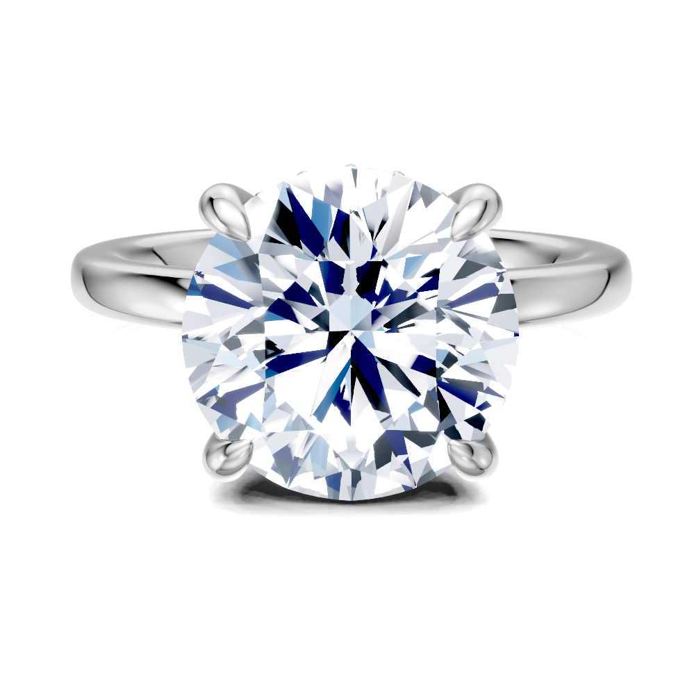 14K white 7.5 mm round Engagement Ring Mounting