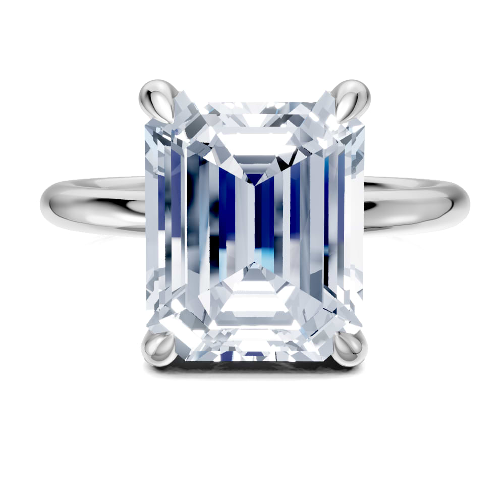 14K white 7.5 mm round Engagement Ring Mounting