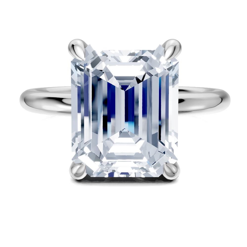 14K white 7.5 mm round Engagement Ring Mounting