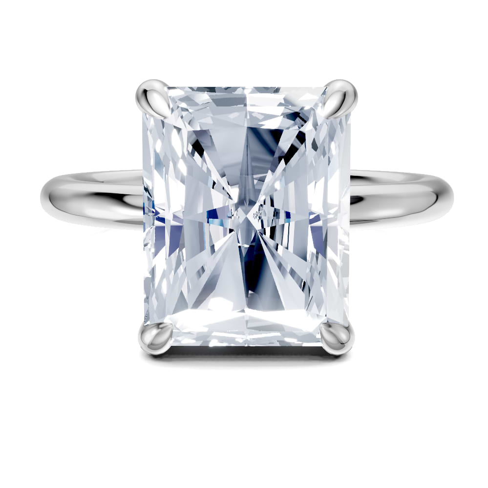 14K white 7.5 mm round Engagement Ring Mounting