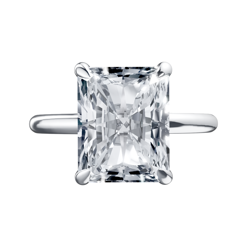 14K white 7.5 mm round Engagement Ring Mounting