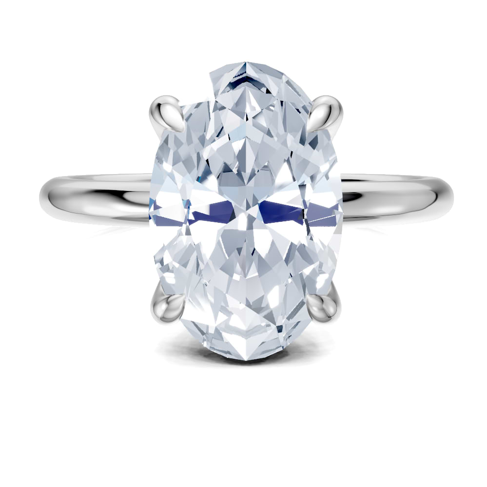 14K white 7.5 mm round Engagement Ring Mounting