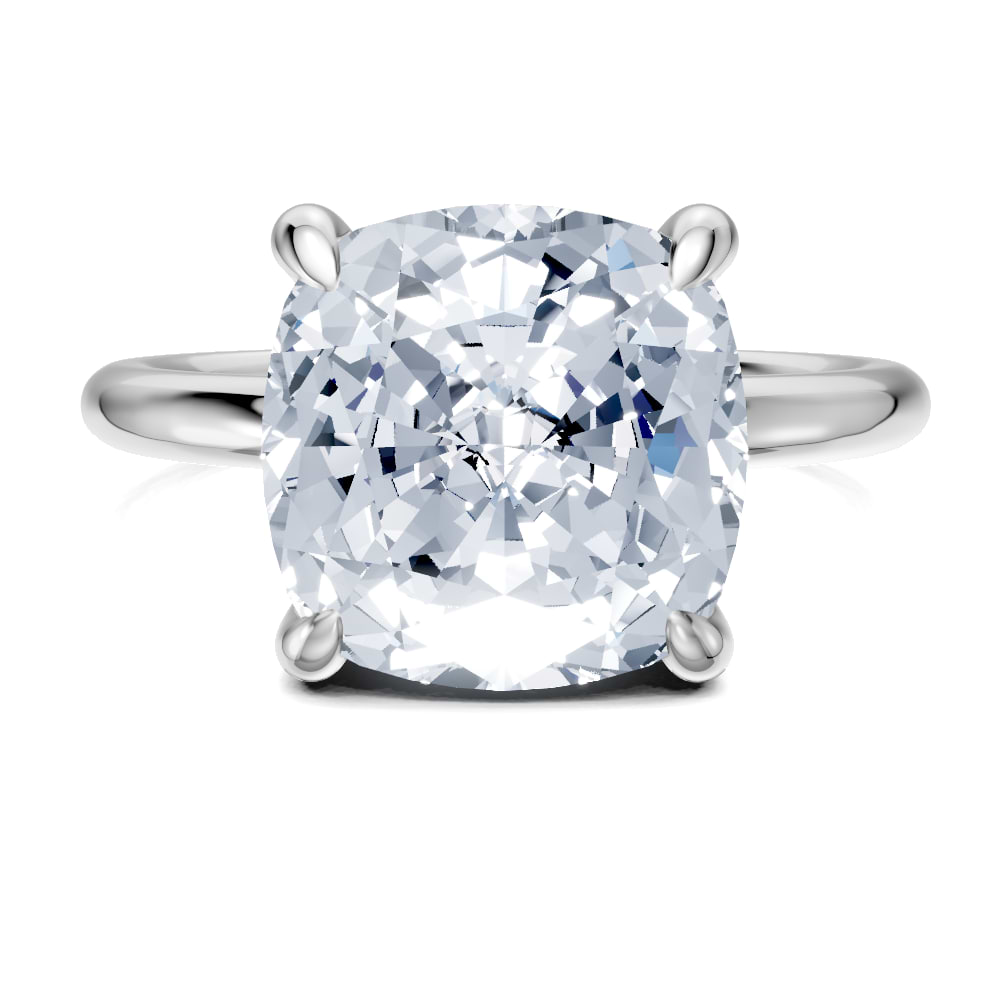 14K white 7.5 mm round Engagement Ring Mounting
