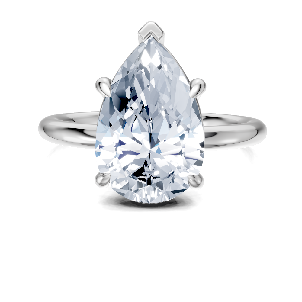 14K white 7.5 mm round Engagement Ring Mounting