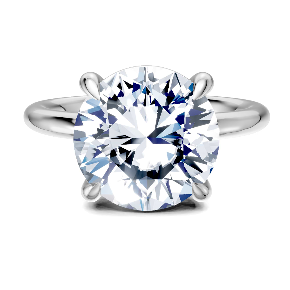 14K white 7.5 mm round Engagement Ring Mounting