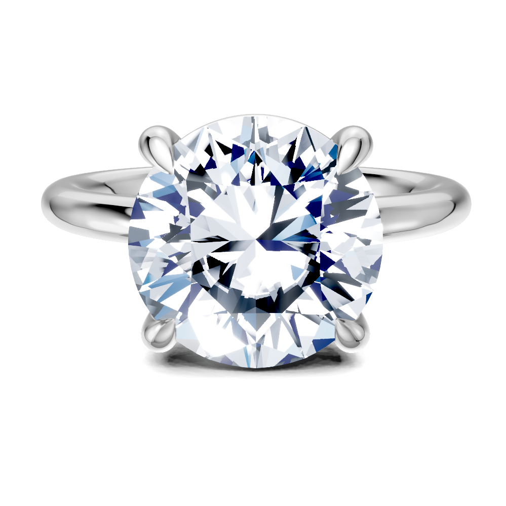 14K white 7.5 mm round Engagement Ring Mounting