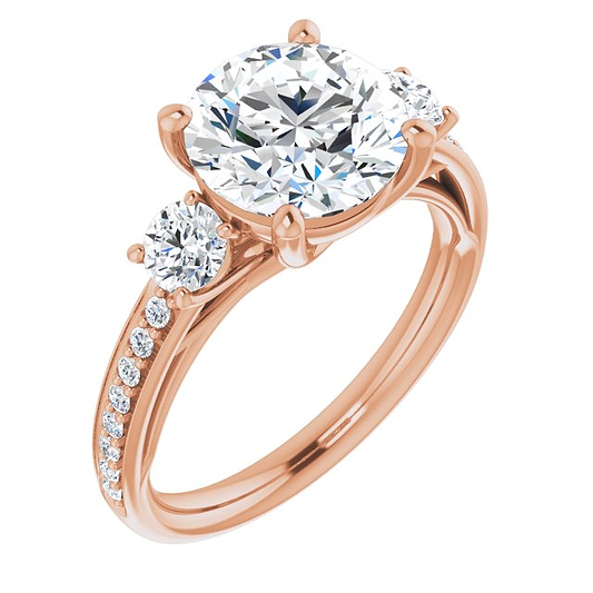 14K Rose Engagement Ring Mounting