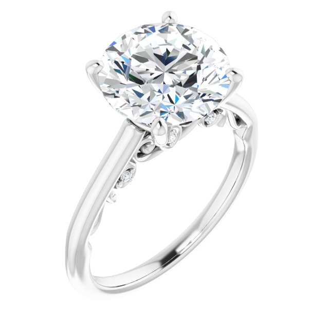 18K White 10 Round Engagement Ring Mounting