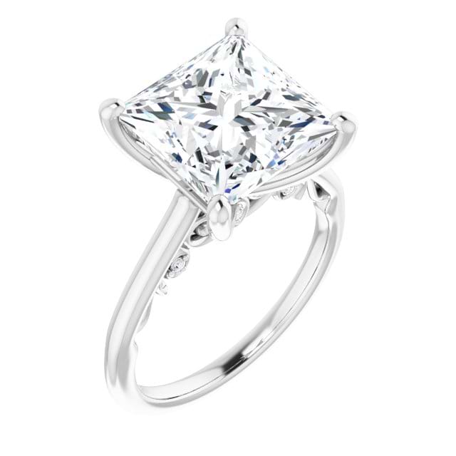 14K White 10 Square Engagement Ring Mounting