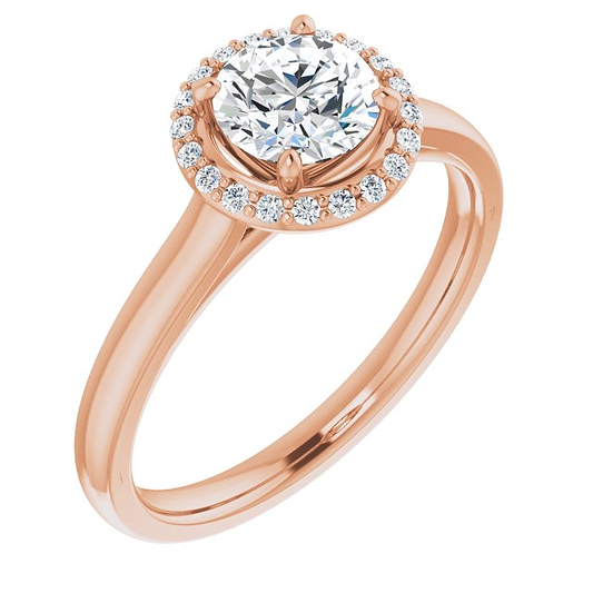 14K Rose Engagement Ring Mounting