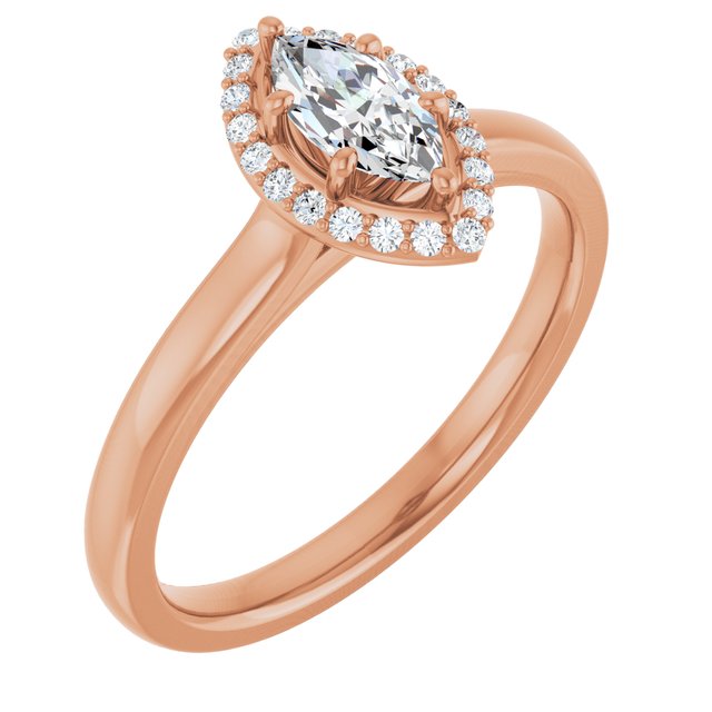 14K Rose Engagement Ring Mounting