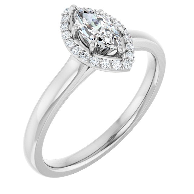 18K White Engagement Ring Mounting