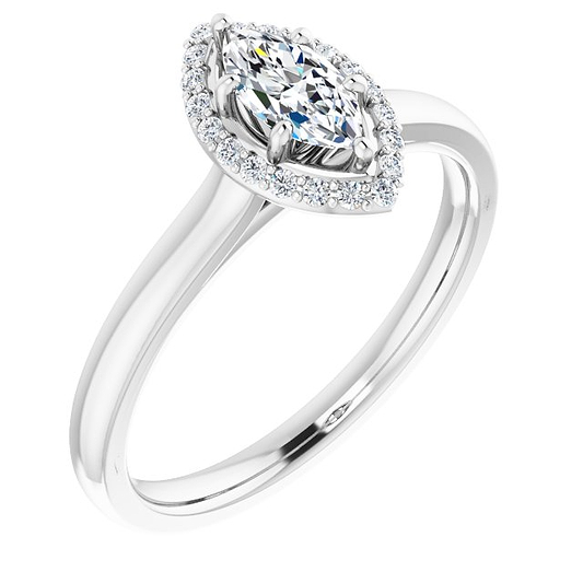 14K White Engagement Ring Mounting
