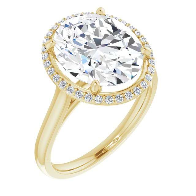 14K Yellow Oval Halo-Style Engagement Ring Mounting