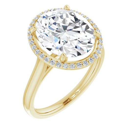 14K Yellow Oval Halo-Style Engagement Ring Mounting