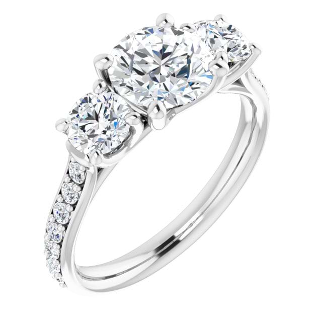 14K White Engagement Ring Mounting