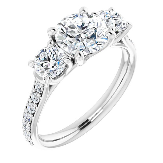 14K White Engagement Ring Mounting