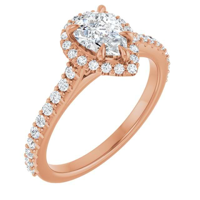 14K Rose Engagement Ring Mounting