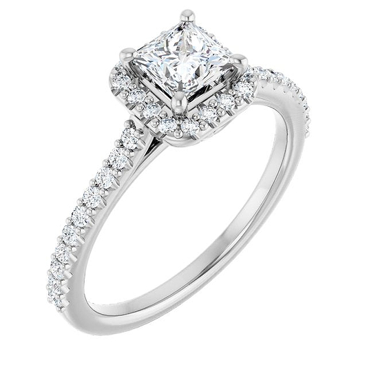 14K White Engagement Ring Mounting