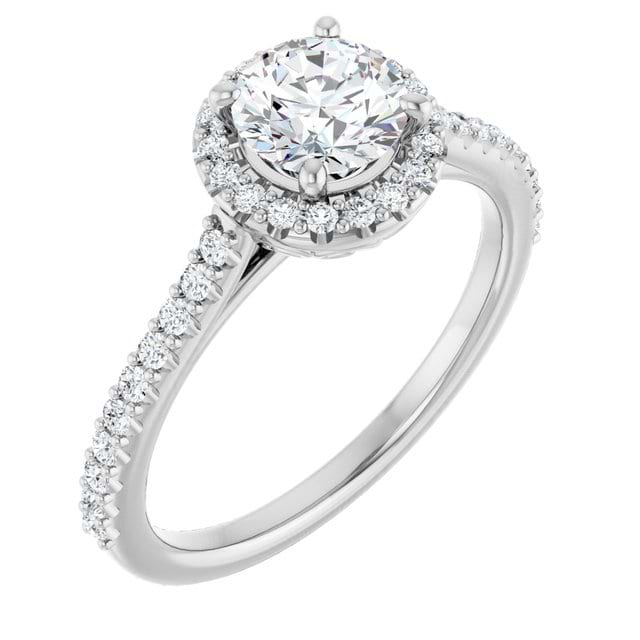 14K White Engagement Ring Mounting