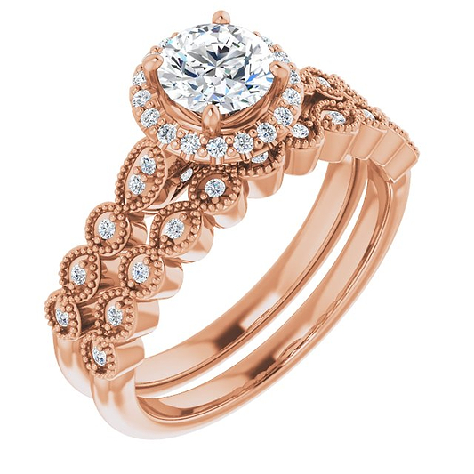 14K Rose Engagement Ring Mounting