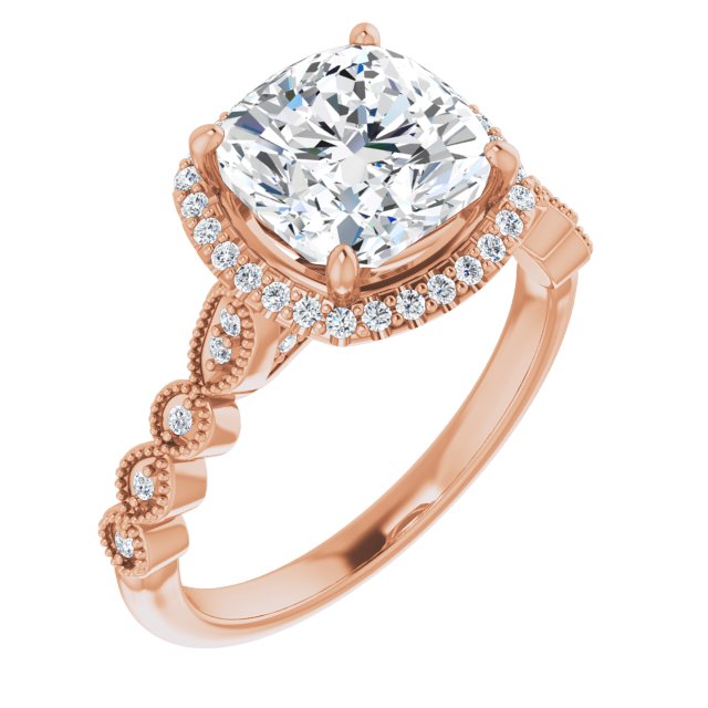 18K Rose Engagement Ring Mounting