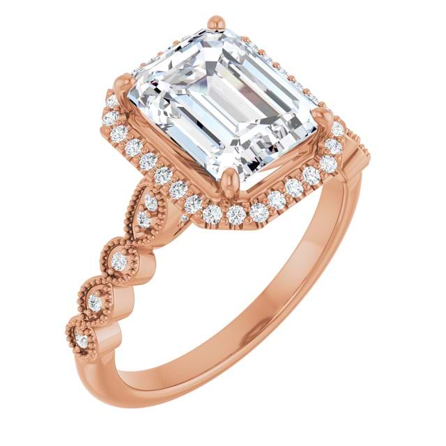14K Rose Engagement Ring Mounting