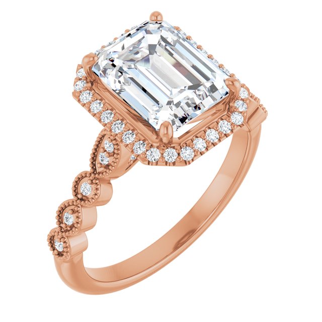 14K Rose Engagement Ring Mounting
