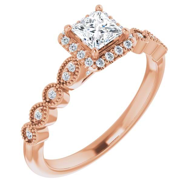 14K Rose Engagement Ring Mounting
