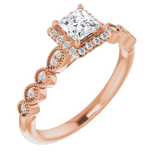 14K Rose Engagement Ring Mounting
