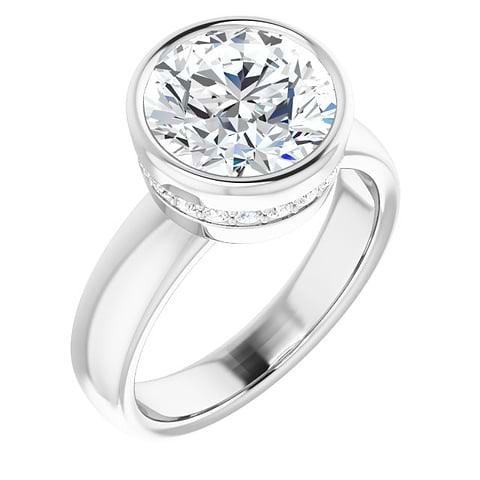 14K White 9.4 Round Engagement Ring Mounting