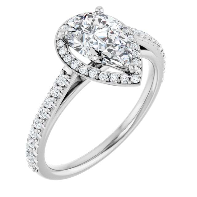 14K White Engagement Ring Mounting