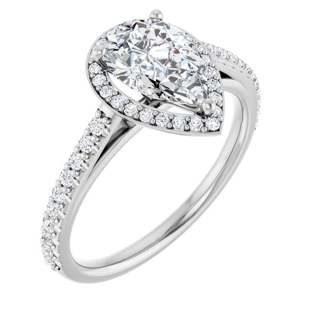 14K White Engagement Ring Mounting