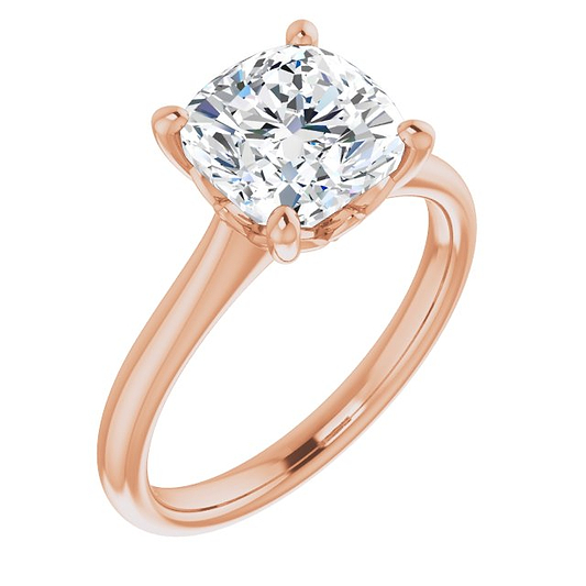 18K Rose 8 Cushion Engagement Ring Mounting