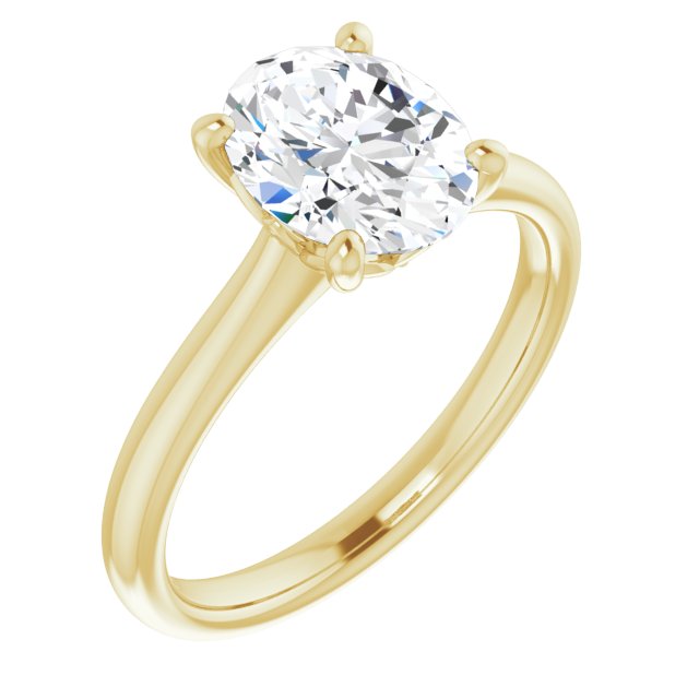18K Yellow Oval Engagement Ring Mounting