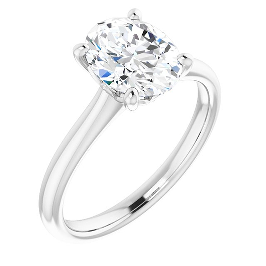 18K White Oval Engagement Ring Mounting